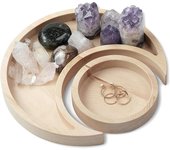 Carristales de Madera con diseño Redondo de Luna, bandeja de almacenamiento de cristal de Madera con forma de Luna