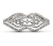 Inmaculada Romero Broche Oro Blanco 18k Mujer Circonitas Formas Combinadas Diseño Brillante