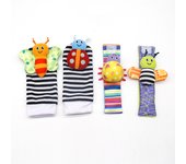 Juego De 4 Juguetes Para Bebé Rattles De Pies Y Muñecas Con Estampado De Animales Cepillo De Dientes De Bebé Para Niños Y Niñas De 0 a 12 Meses