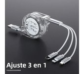 3 in 1 Telescopic Cable Suitable for Apple Type C Android Mobile Phone 3A Fast Charging USB Cable for iPhone Cable Usb C Cable
