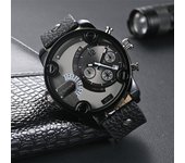 CAGARNY Brand 6819 Classic Large dial Men Watches Quartz Leather Male Wristwatch Date Waterproof Fashion Casual Watch For Man