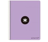 Liderpapel Cuaderno Espiral Antartik A4, 80 Hojas, Cuadrícula 4mm, Tapas Cartón Duro, Espiral Blanca - Lavanda