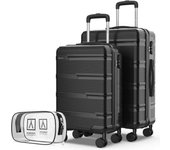 Numada Juego de Maletas Upfly T10 Negro 2 pzs ABS + Neceser. Maleta Cabina 55x40x20 y Mediana 66x44x26