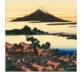 Panel decorativo del museo, listo para colgar. Hokusai Katsushika-Amanecer en Isawa en la provincia de Kai-Cm 100x100