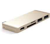 Satechi Hub Usb Tipo-c Passthrough Gold, Modelo Type-c, 3 Puertos Usb 3.0, Lector Sd/microsd, Carga Usb-c, Compatible Con Macbook 12”