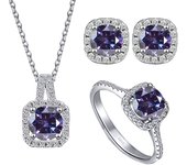 JoyceJelly S925 Sterling Silver jewelry for women 1 carat moissanite diamond 3 pieces set necklace ring earrings wedding party