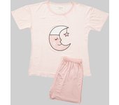Pijama Confort Manga Corta Rayas Rosa