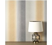 Muestra DIN A4 de Papel pintado vinílico lavable de rayas mostaza y gris con textura en relieve - Oralia Stripes 681319 de GAULAN