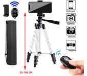 Trípode para teléfono 100cm con Bluetooth Control remoto soporte universal Cámara fotografía y video material de aluminio
