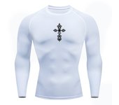 Cross Print Compression Shirts for Men Athletic Quick Dry Tshirt Tees Tops Gym Workout Running Rash Guard Baselayers Undershirts