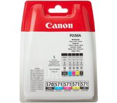 Cartuchos de impresora Canon PGI-570 / CLI-571 originales: paquete múltiple de 5 (0372C004) (cian, magenta, amarillo, negro, PGB