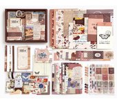 Accesorios Vintage Scrapbook, Vintage Scrapbook Accesorios Set, Vintage Pegatinas Scrapbook Stickers Accesorios Kit Con Cuaderno De Cuadrícula A6, Juego De Regalo, Regalo De Bricolaje Para Niñas