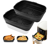 2 Moldes de Silicona Freidora de Aire, 2 Piezas Bandeja Accesorios para Freidora sin Aceite Reutilizable Recipientes Cuadrado Cesta Utensilios para Air Fryer, Microondas, Horno