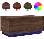 vidaXL Mesa de centro con luces LED 90x50x40 cm Blanco, Negro, Roble Sonoma Mesita de Salón o Comedor o Auxiliar Mesa de Café Meuble Salón