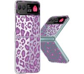 Leopard Pattern Clear Hard PC Folding Case For Motorola Razr50 Razr40 Razr 50 40 Ultra Transparent Shockproof Bumper Phone Cover