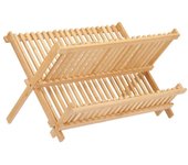 Dcasa Escurreplatos de 2 alturas marrón de bambú oriental