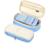 Estuche grande para lápices Estuche para lápices que se puede expandir Estuche para lápices de gran capacidad Estuche para lápices Estuche grande para lápices Estuche para lápices - Azul claro Beige