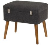 Dcasa Puff arcón maleta tapizado con tela de borreguito gris oscuro de 50x35x46 cm