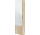 Mueble zapatero 1 puerta con espejo en roble canadian para entrada o vestidor 180x50x22