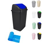 JARDIN202 - Cubo de Basura con Tapadera Basculante - 30/50 Litros - Ideal para Hogar y Oficina