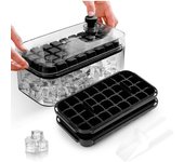 Cubiteras Para Hielo, Moldes Hielo,Bandeja Hhielo,Cubitera de Grado Alimenticio, Liberación de Todos Los Cubitos de Hielo en un Segundo, Molde Hielo Reutilizable Para 64 Ice Cube Tray(negro)
