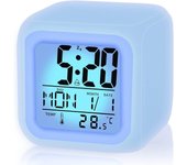 Reloj despertador para niños, despertador digital con luz nocturna que cambia de 7 colores, despertador de viaje a pilas para niños
