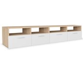 Mueble TV combinadoMueble de TV 2 pzs madera ingeniería roble y blanco 95x35x36 cm