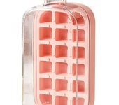 Botella para cubitos de hielo, 2 en 1, sin contacto, con tapa y recipiente, fácil de abrir, vertical, para congelador, uso en casa o en la oficina, viajes al aire libre (800 ml, blanco)