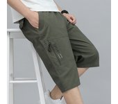 Mens Cargo Shorts Knee Pants Zipper Pocket Summer Cotton Shorts Climbing Jogger Elastic Waist Sports Wear