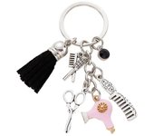 Mini Hairdressing Scissors Hair Dryer Comb Keychain Hairdressing Tools Pendant Keychain Mini Hairdressing Car Bag Key Ring