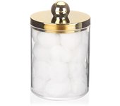 1/2 Pack Qtips Dispenser,Bathroom Organizers and Storage Containers, Plastic Apothecary Jars with Gold Lids for Makeup Ball