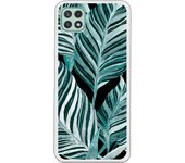 Funda compatible con Samsung Galaxy A22 5G - Be Unique Funda Gel helechos fondo negro