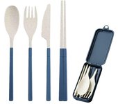 Juego de cubiertos de viaje, juego de vajilla reutilizable con palillos, cuchara y tenedor