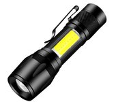 BIT Linterna potente, linterna con zoom y llavero LED portátil con cable de carga USB y carga de teléfono móvil, adecuada para montar de noche, acampar, etc.