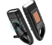 Antorcha De Manivela De 2 Piezas Antorcha De Manivela Solar Antorcha De Dinamo LED Recargable Con Manivela Lámpara De Manivela De Emergencia Para Cortes De Energía Acampar Al Aire Libre [Clase de eficiencia energética A]