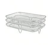 Leeseph Air Fryer Rack, Stainless Steel Air Fryer Universal Accessories, 3 Stackable Grill Dehydrator Racks, Fits Air Fryer Oven