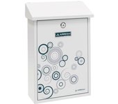 ARREGUI Premium Buzón Exterior de Acero Tamaño M (Correo DIN A4 y Revistas) | con Serigrafía Decorativa | Buzón de Pared Mediano | Antilluvia | Fácil de Instalar | Blanco