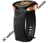 18mm 20mm 22mm Rose engrave Band for Samsung Galaxy Watch 7654 40mm 44mm Gear S3 Silicone Cute Strap Classic 43mm 45mm Active 2