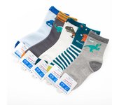 Calcetines De Algodón Para Niños Y Niñas Con Patrón De Dinosaurios Dibujos Animados Para Primavera Y Otoño 2-12 Años 5 Pares
