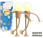 Paquete de 2 luces nocturnas con forma intercambiable y divertidas de deportista, luz nocturna divertida con ventosa, lámpara de escritorio pequeña y versátil para dormitorio creativo, bombilla para persona, se envían 10 pilas (negro)