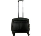 COSHANO Maleta Trolley Equipaje de Mano Comercial piloto Maletin de Piel sintética con 4 Ruedas y con 4 Compartimientos Color Negro