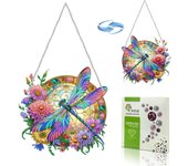 Adorno colgante DIY con pintura de diamantes para adultos con accesorios, diseño de doble cara, colgante de punto de una cara para decoración de pared, ventana y jardín (Corazón del Día de la Madre)