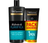 TRESemmé Pack Hidrata y Purifica Champú 685ml + Mascarilla 170ml con ácido hialurónico para cabello seco y dañado - Pack de 2