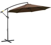 Outsunny Sombrilla de Jardín Ø295x245 cm Parasol Excéntrico Inclinable con Manivela Base Cruzada y Soporte de Acero Protección Solar para Terraza Exterior