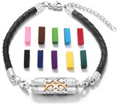 New Black Leather Aromatherapy Bracelet Essential Oil Diffuser Stainless Steel Perfume Locket Bracelet Women Charm Aroma Jewelry