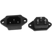 Conector Corriente AC IEC C14 Chasis Macho 10A 250V 3 pines Negro
