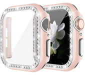 Bling Glass+Cover For Apple i Watch Case 45mm 41mm 40mm 44mm 42mm 38mm Diamond bumper+Screen Protector iwatch series