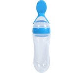 Biberón de Silicona para Bebés de 90ml con Cuchara - Alimentador de Cereales Frescos, Azul