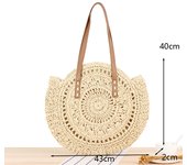 Round Straw Beach Bag Vintage Handmade Woven Shoulder Bag Raffia circle Rattan bags Bohemian Summer Vacation Casual Bags