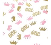 Glitter Crown Confetti Pink and Gold One Table Scatter for Princess Girl First Birthday Baby Shower Party Decorations